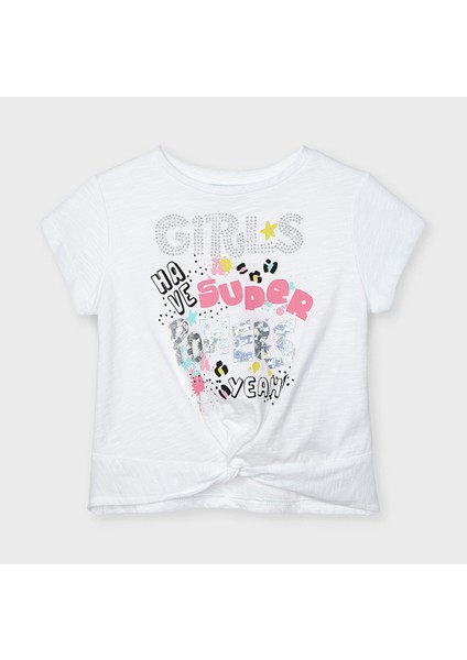 Kız Çocuk Kısa Kol Düğümlü Tişört 3077 fiyatları