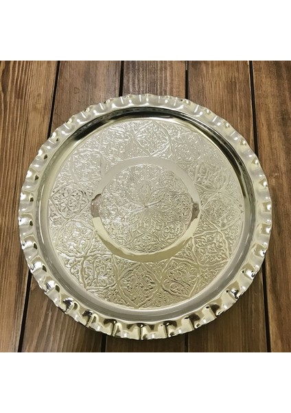 İşlemeli Bakır Tepsi 24 cm