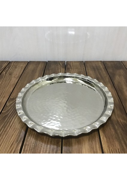 Dövme Bakır Çirtikli Tepsi 24 cm