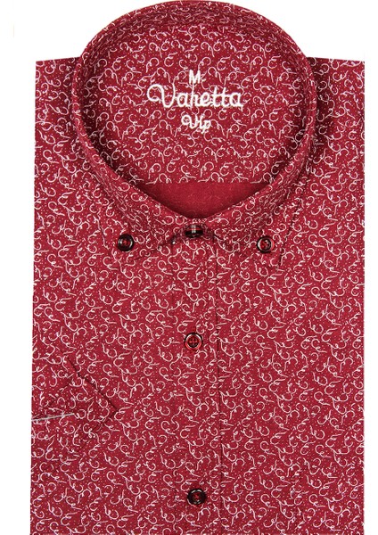 Erkek Bordo Kısa Kollu Gömlek