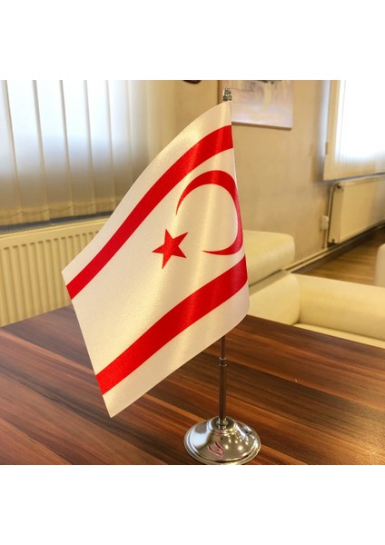 Krom Direkli Kktc Masa Bayrağı Tekli