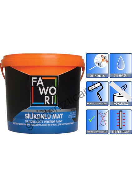Silikonlu Mat Iç Cephe Boyası 7.5 Lt / 10 kg - Su Bazlı Kil Taşı