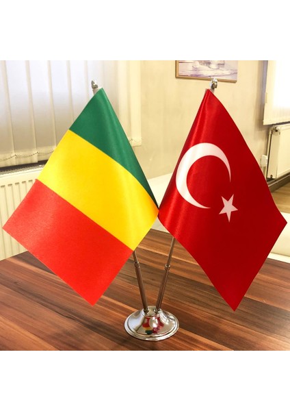 Krom Direkli Mali - Türkiye Masa Bayrağı 2'li