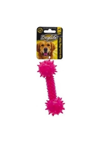 Köpekler Için Kauçuk Dumbell Zilli Oyuncak Pembe