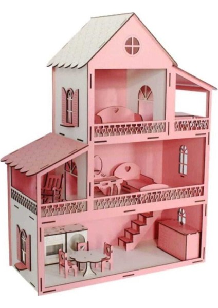 Oyuncak Ahşap Pembe Oyun Evi