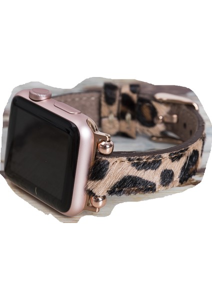 Apple Watch Uyumlu Deri Kordon 42-44MM Slim Tüylü Leopar fiyatları