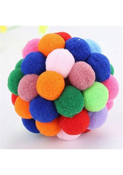Renkli Peluş Toplar Kedi Oyuncağı 6,5 cm