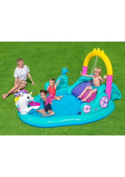 Pompalı- Bestway 53097 Unicornlu Kaydıraklı, Potalı Fıskiyeli Havuz