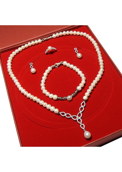 Inci Gümüş Kolye Küpe Bileklik Yüzük Takım Set EI62