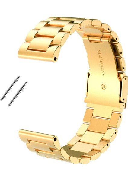 Saat Uyumlu Paslanmaz Çelik Metal Saat Kordonu 22MM Gold