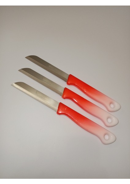 Bıçak 3'lü Set Kırmızı Ebruli Model