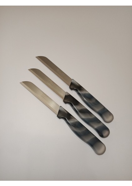 Bıçak 3'lü Set Siyah Mermer Desen