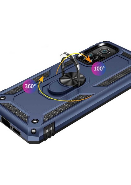 Xiaomi Mi 10T Pro 5g Kılıf Çift Katmanlı Yüzüklü Manyetik Vega Kapak Kırmızı