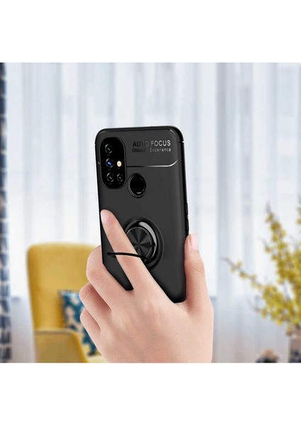 Case 4U Oneplus Nord N10 5g Kılıf Autofocus Shockprof Ravel Yüzüklü Standlı Slikon Kapak Kırmızı