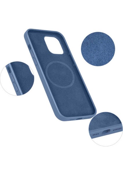 Apple iPhone 12 Pro Max Kılıf Mat Silikon Wireless Kapak Silksafe Pembe - Magsafe Kablosuz Şarj Uyumlu