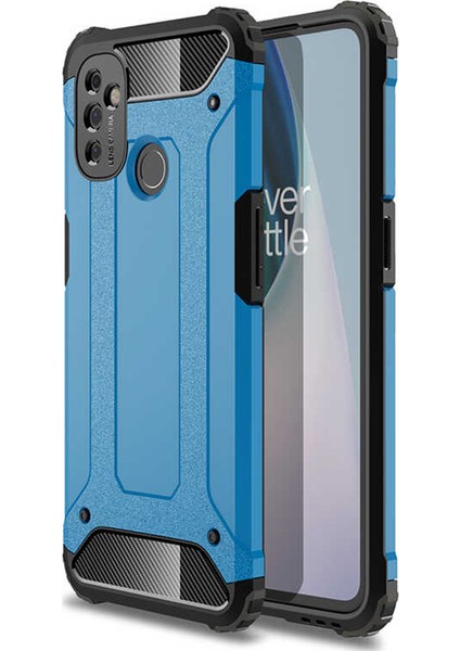 Oneplus Nord N100 Kılıf Shockproof Slikon Zırh Mavi Mavi
