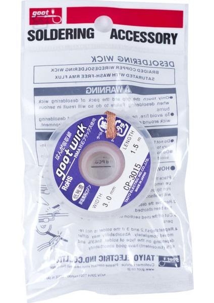 10 Adet Gootwick CP-3015 3.0mm x 1.5mt. Lehim Temizleme Çekme Tel