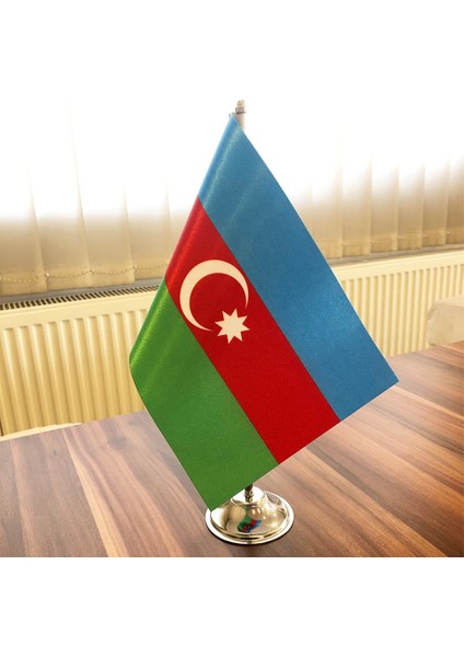 Krom Direkli Azerbaycan Masa Bayrağı Tekli