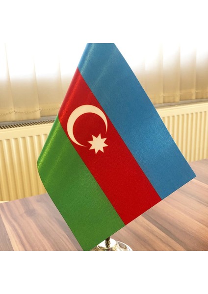 Krom Direkli Azerbaycan Masa Bayrağı Tekli