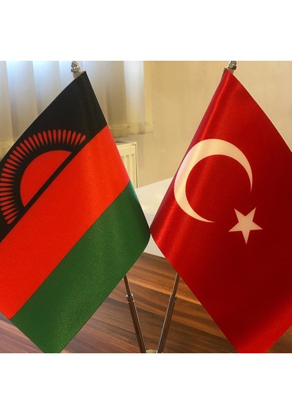 Malavi-Türkiye Masa Bayrağı Krom Direkli Ikili Bayrak fiyatları