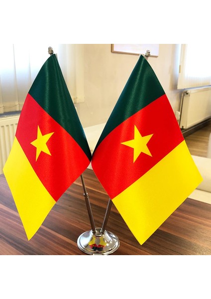 Kamerun Masa Bayrağı Krom Direkli Ikili Bayrak