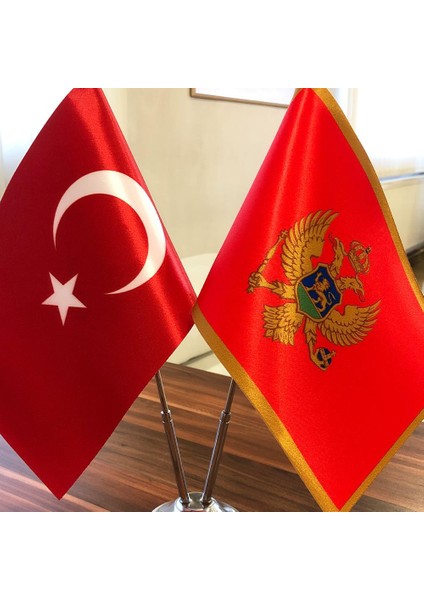 Katar-Türkiye Masa Bayrağı Krom Direkli Ikili Bayrak fiyatları