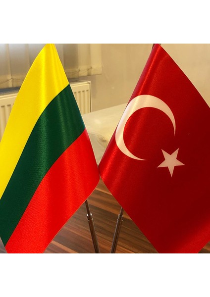 Litvanya-Türkiye Masa Bayrağı Krom Direkli Ikili Bayrak fiyatları