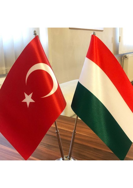Macaristan-Türkiye Masa Bayrağı Krom Direkli Ikili Bayrak fiyatları