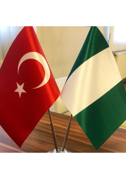 Nijerya-Türkiye Masa Bayrağı Krom Direkli Ikili Bayrak fiyatları