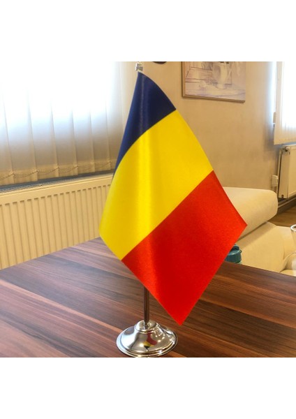 Romanya Masa Bayrağı Krom Direkli Tekli Bayrak