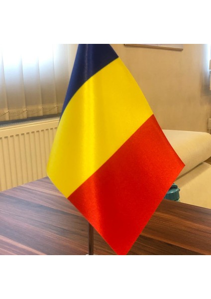 Romanya Masa Bayrağı Krom Direkli Tekli Bayrak