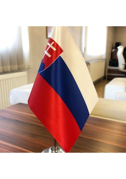 Slovakya Masa Bayrağı Krom Direkli Tekli Bayrak