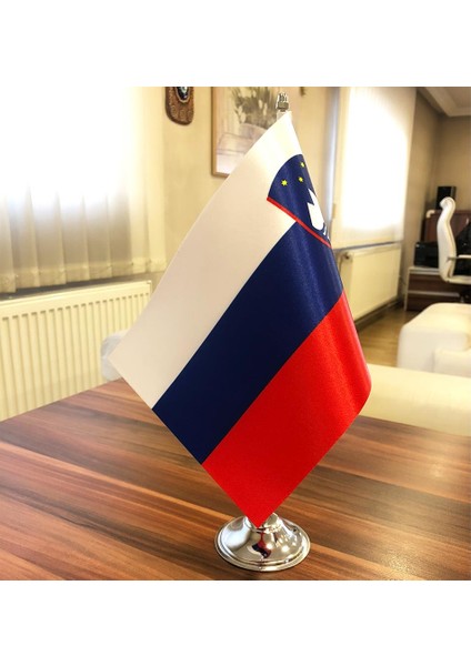 Slovenya Masa Bayrağı Krom Direkli Tekli Bayrak