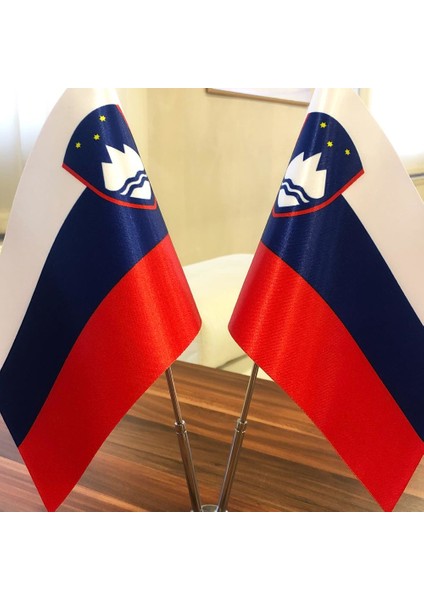 Slovenya Masa Bayrağı Krom Direkli Ikili Bayrak fiyatları