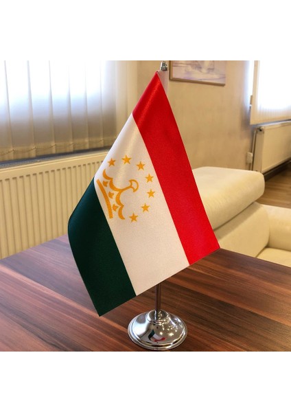 Tacikistan Masa Bayrağı Krom Direkli Tekli Bayrak