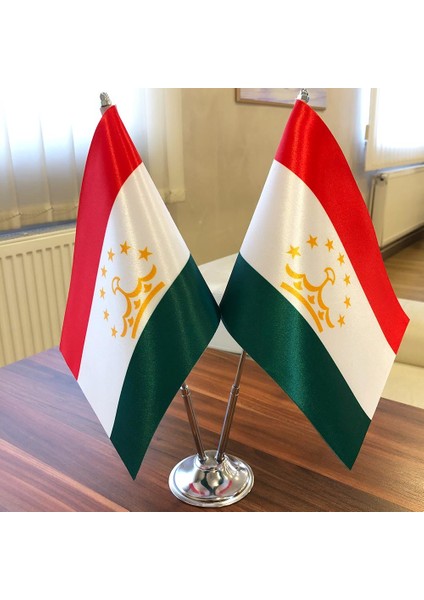 Tacikistan Masa Bayrağı Krom Direkli Ikili Bayrak