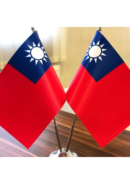 Tayvan Masa Bayrağı Krom Direkli Ikili Bayrak fiyatları