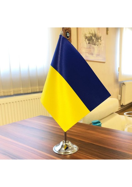 Ukrayna Masa Bayrağı Krom Direkli Tekli Bayrak