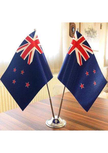 Yeni Zelanda Masa Bayrağı Krom Direkli Ikili Bayrak