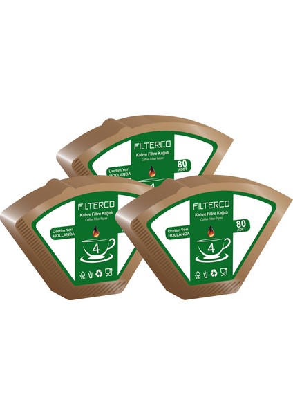 Kahve Filtre Kağıdı 1 x 4 80'li 3 Paket 240'LI