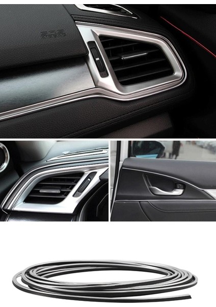 Krom Oto Araç Dekorasyon Şeridi Kauçuk Elastik Kolay Kurulum 5 Metre Şerit Bant Trim fiyatları