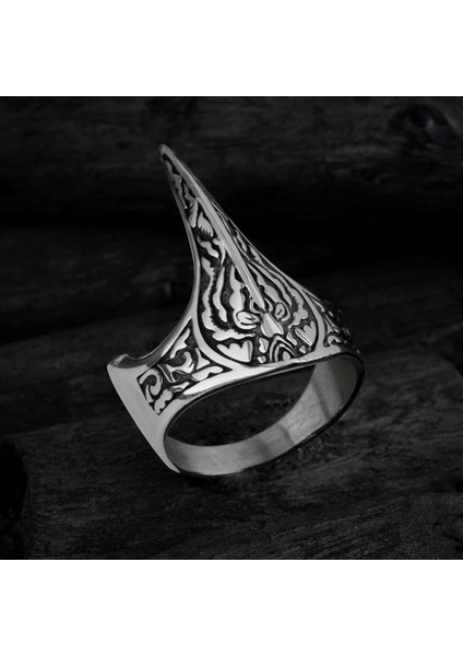 925 Ayar Simetrik Desenli Gümüş Erkek Yüzük