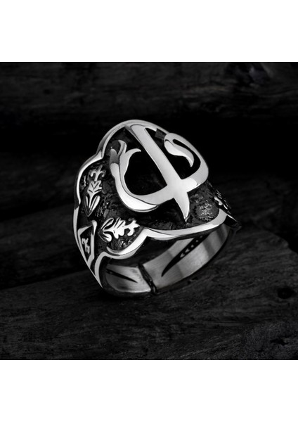 925 Ayar Elif Vay Figürlü Taşsız Gümüş Erkek Yüzük