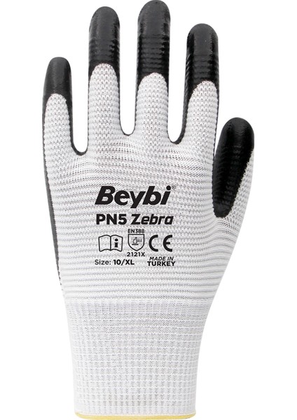 Pn5 Zebra (Siyah-Beyaz) Polyester Örme Nitril Iş Eldiveni fiyatları