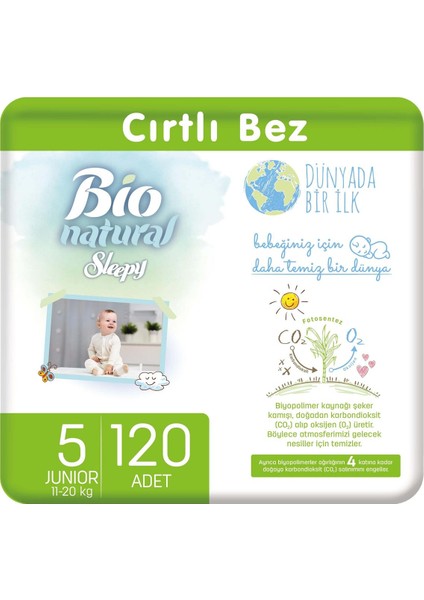 Bio Natural Bebek Bezi 5 Numara Junior 120 Li