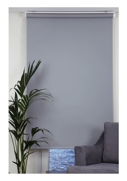 Gri Mat Kalın Etek Dilimli Stor Perde