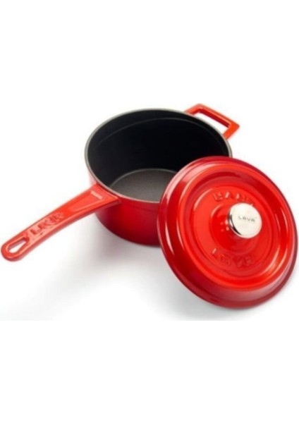 Döküm Yuvarlak 18 Cm. Sütlük Kırmızı Metal Saplı