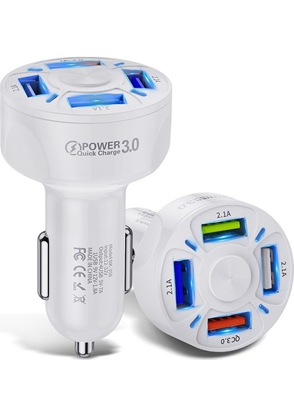 Uslion QC3.0 4- Port Çıkışlı Çoklu USB Araç Şarjı Şarj Aleti