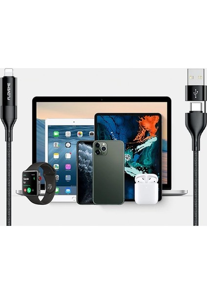 4in1 USB To Type C -Type To Type Kablosu + Lightning Başlık USB 1 mt AL-33616