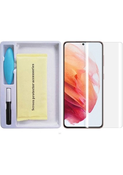 Samsung Galaxy S21 Full Uv Liquid+Uv Işık 3dkırılmaz Cam Ekran Koruyucu AL-33789